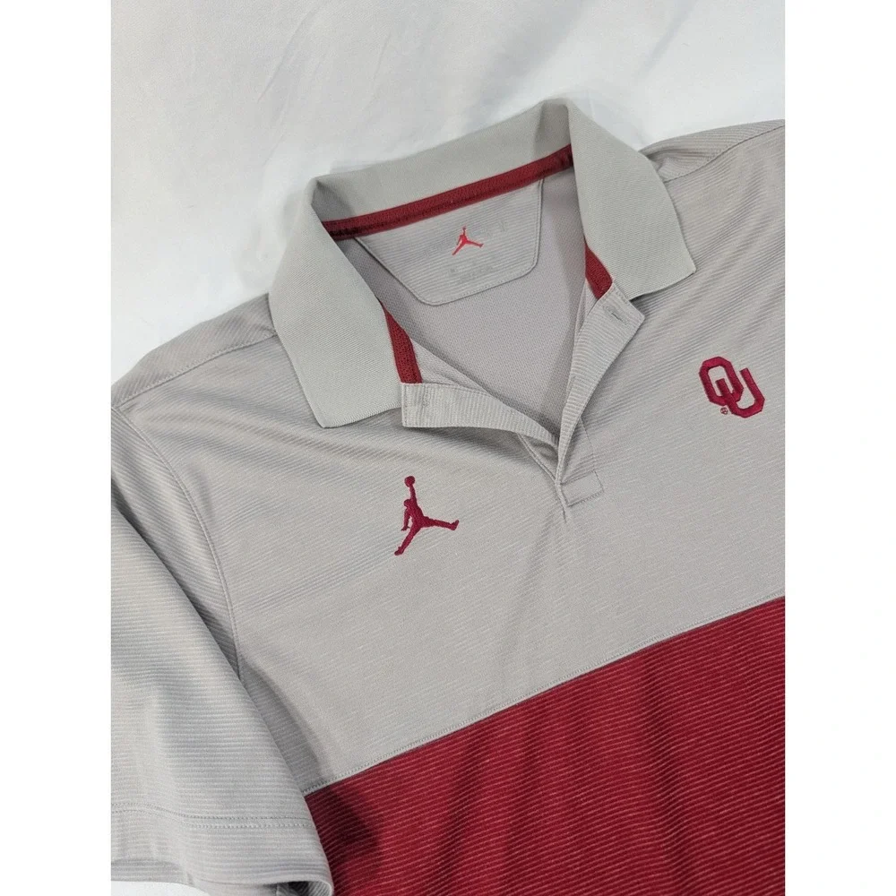Nike Jordan Oklahoma Sooners Dri-Fit Polo Shirt Red Standard Fit  Men's Medium